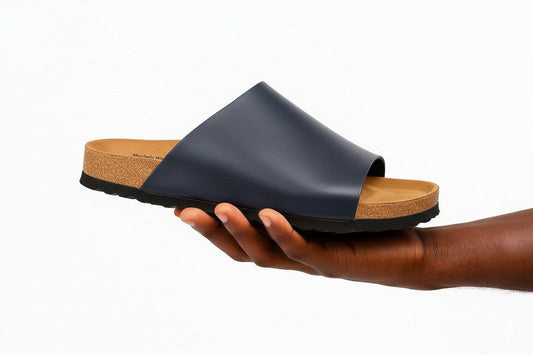 Macfedo Black Leather Open-Toe Halfshoe – Modern Comfort Slip-On