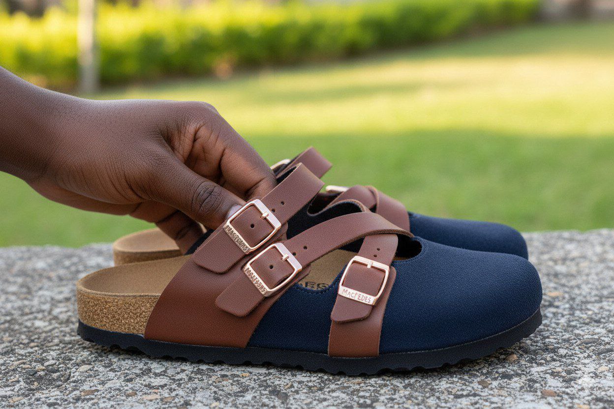 Macfedo Black Suede Cover-Toe Halfshoe – Modern Comfort Slip-On