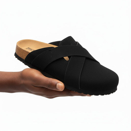 Macfedo Black Cross-Belt Suede Halfshoe – Modern Fusion Edition