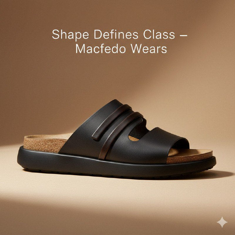 Macfedo Black Open-Toe Leather Slipper – Refined Ease Edition